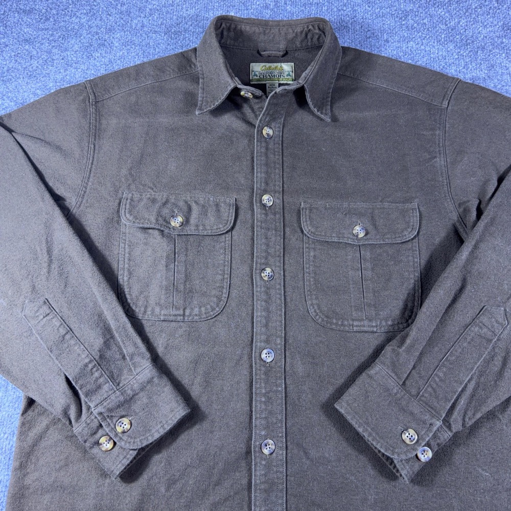 Cabelas Deerskin Chamois Shirt Mens Medium Brown Heavy Cotton Flannel